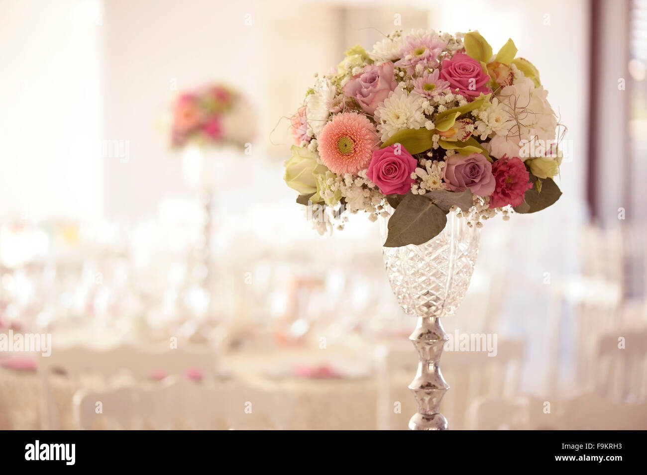 Beautiful flower decoration on wedding table Stock Photo Alamy