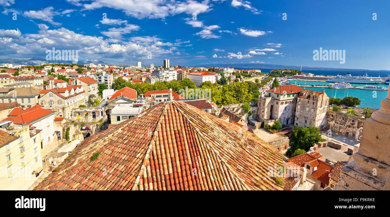 Historic Split rooftops panoramic view, Dalmatia, Croatia Stock Photo ...