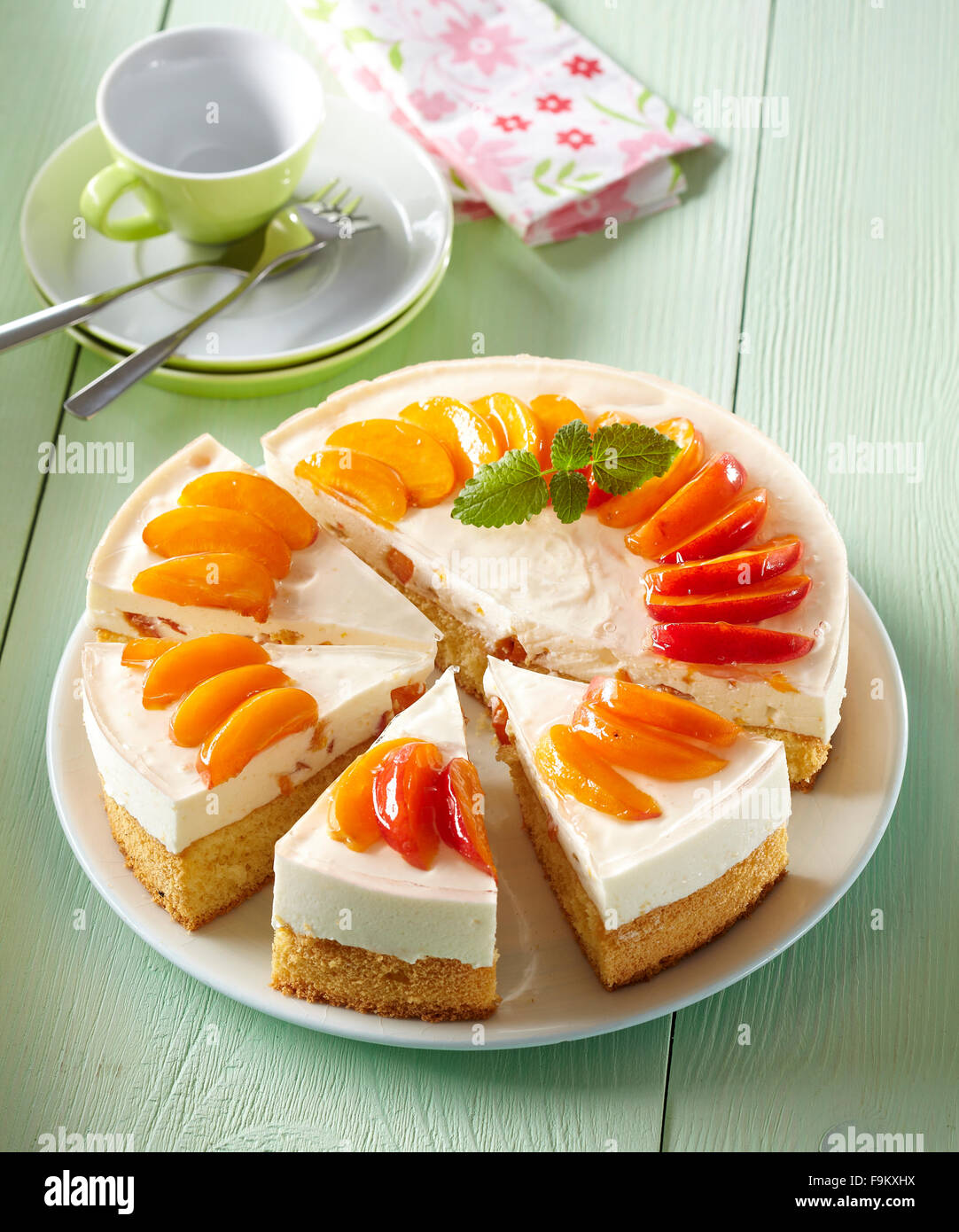 Apricot and cream cake Stock Photo Alamy