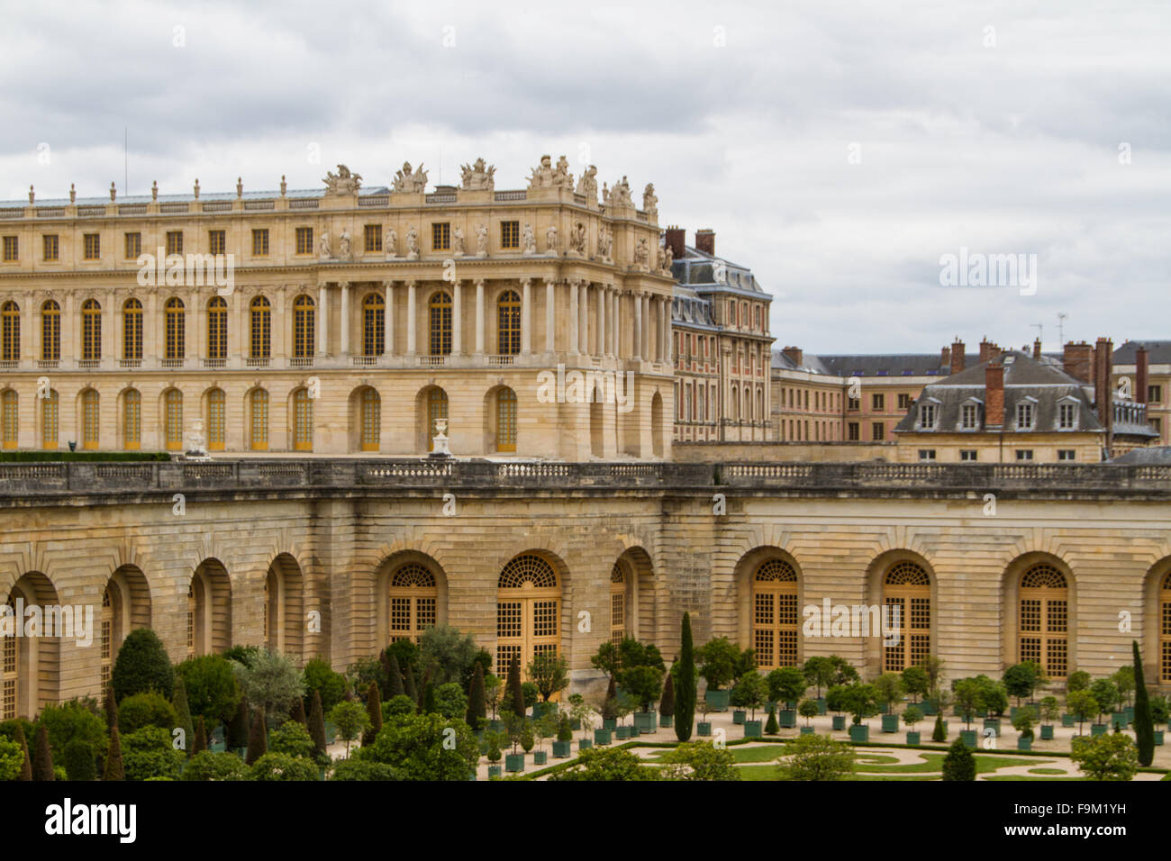 Famous palace Versailles near Paris, France with beautiful gardens ...