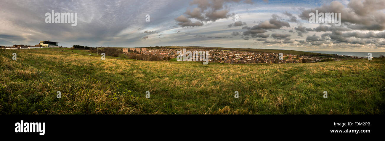 Whitehawk Neolithic Causewayed Enclosure overlooking Brighton, East Sussex, UK Stock Photo