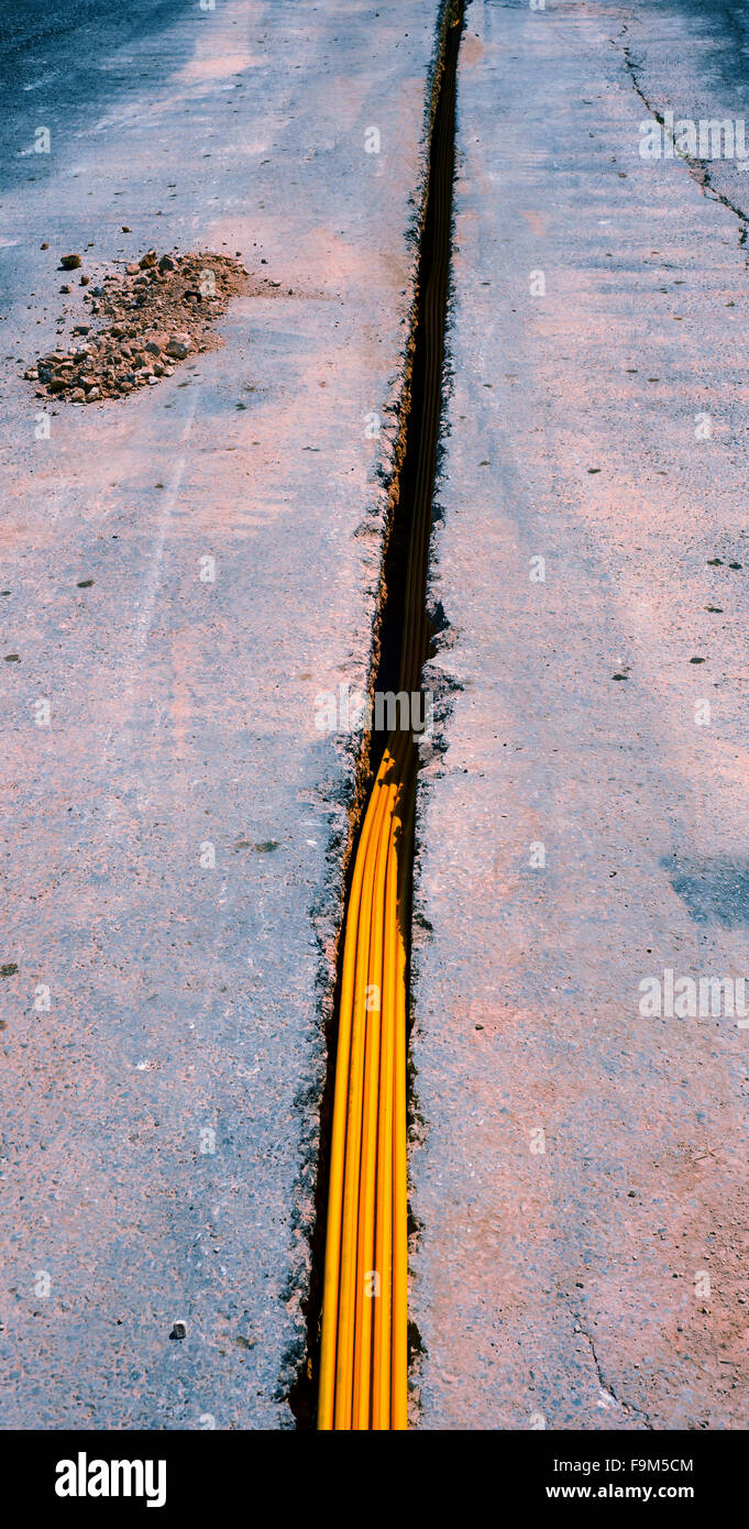 fiber optic cables buried in a micro trench Stock Photo Alamy