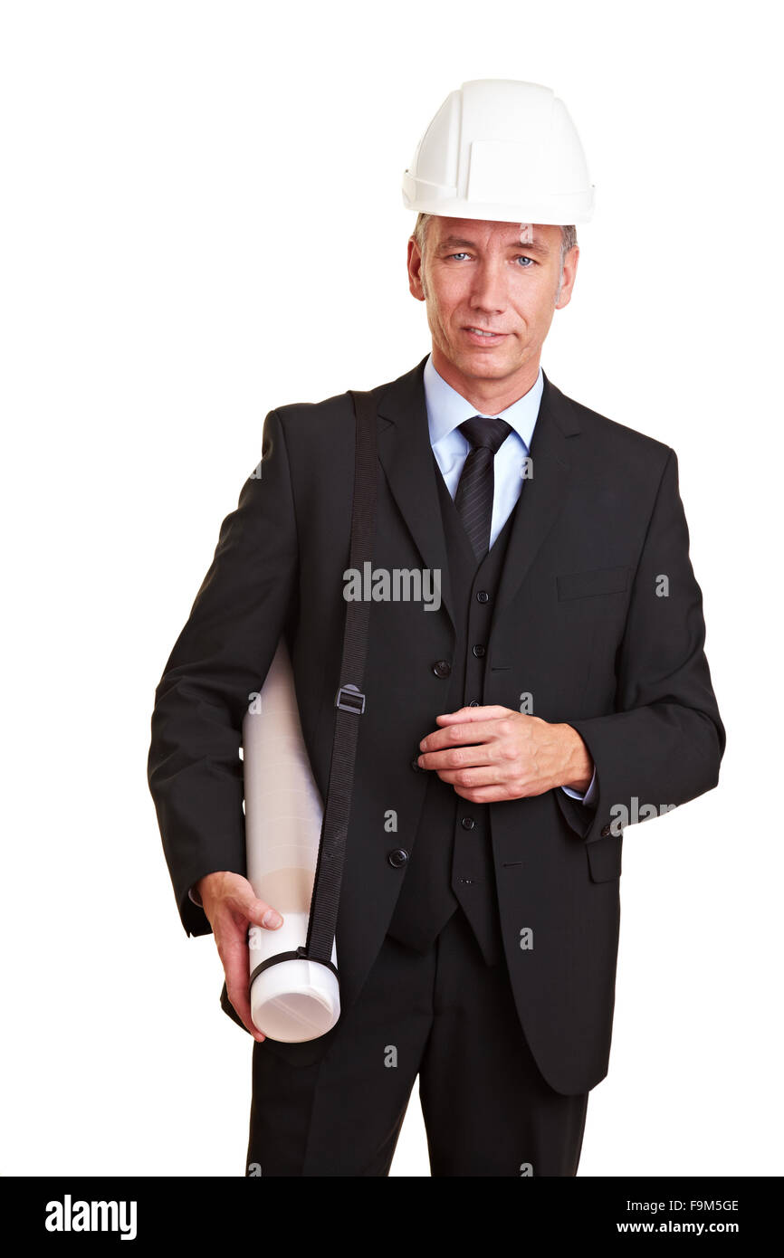 Portrait of an elderly architect in a business suit Stock Photo