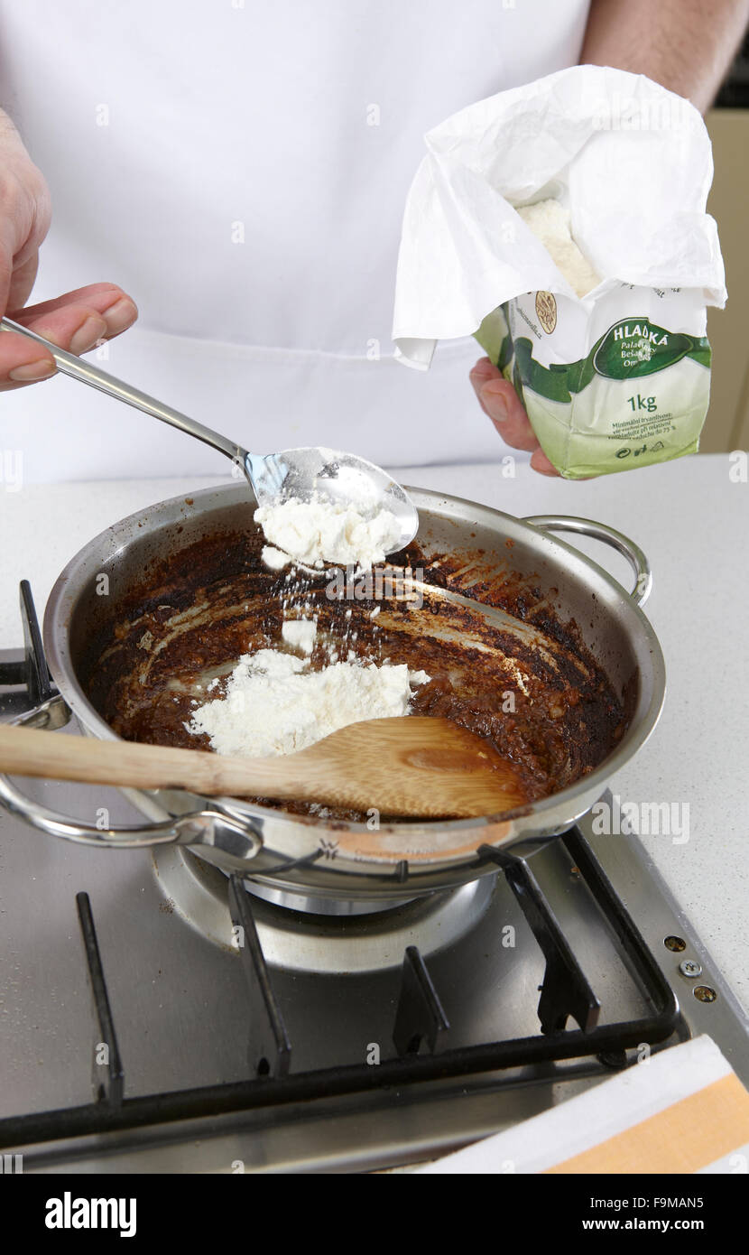Lamb leg with mushroom stuffing + steps Stock Photo Alamy