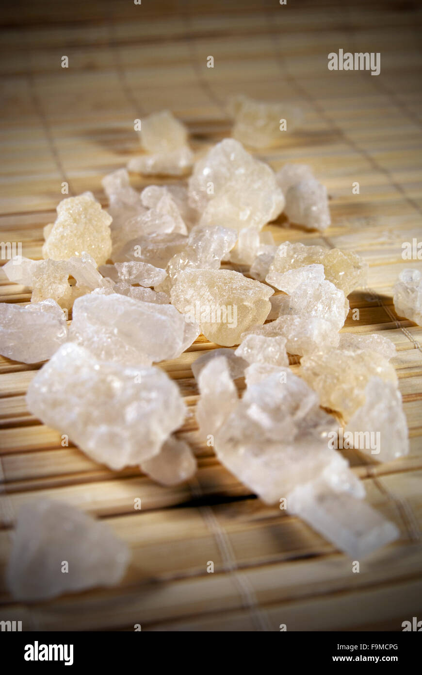 White rock sugar on the mat Stock Photo