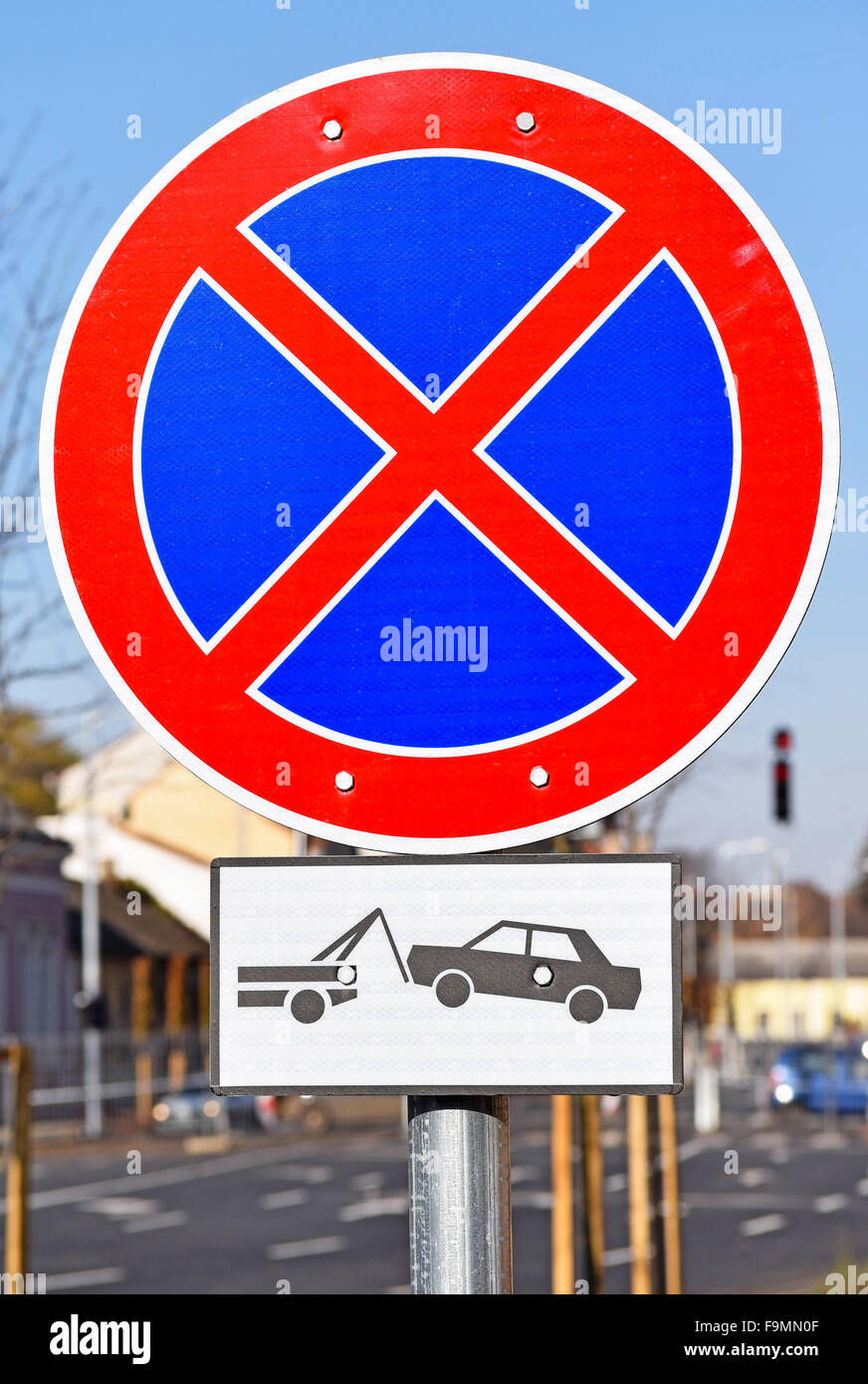 No stopping traffic sign Stock Photo