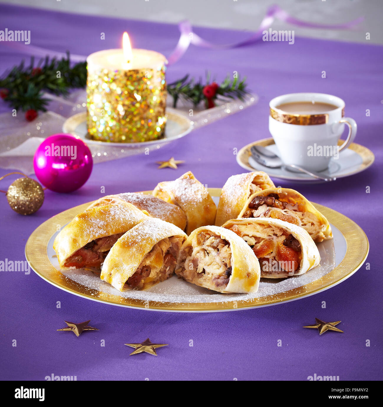 Apple and cheese strudel Stock Photo Alamy