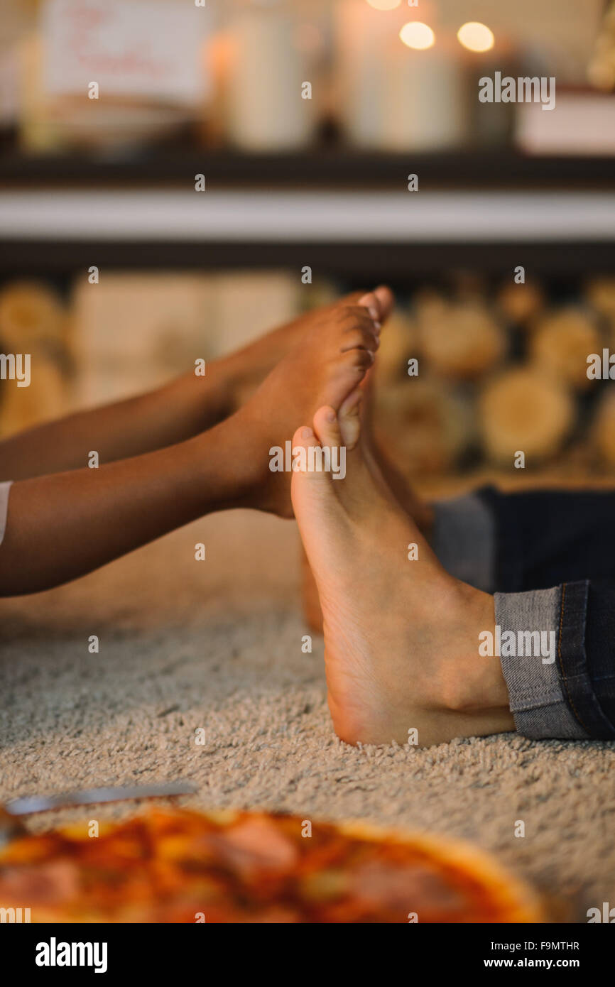 Mother and Daughter closeup of feet touching each other Stock Photo Alamy