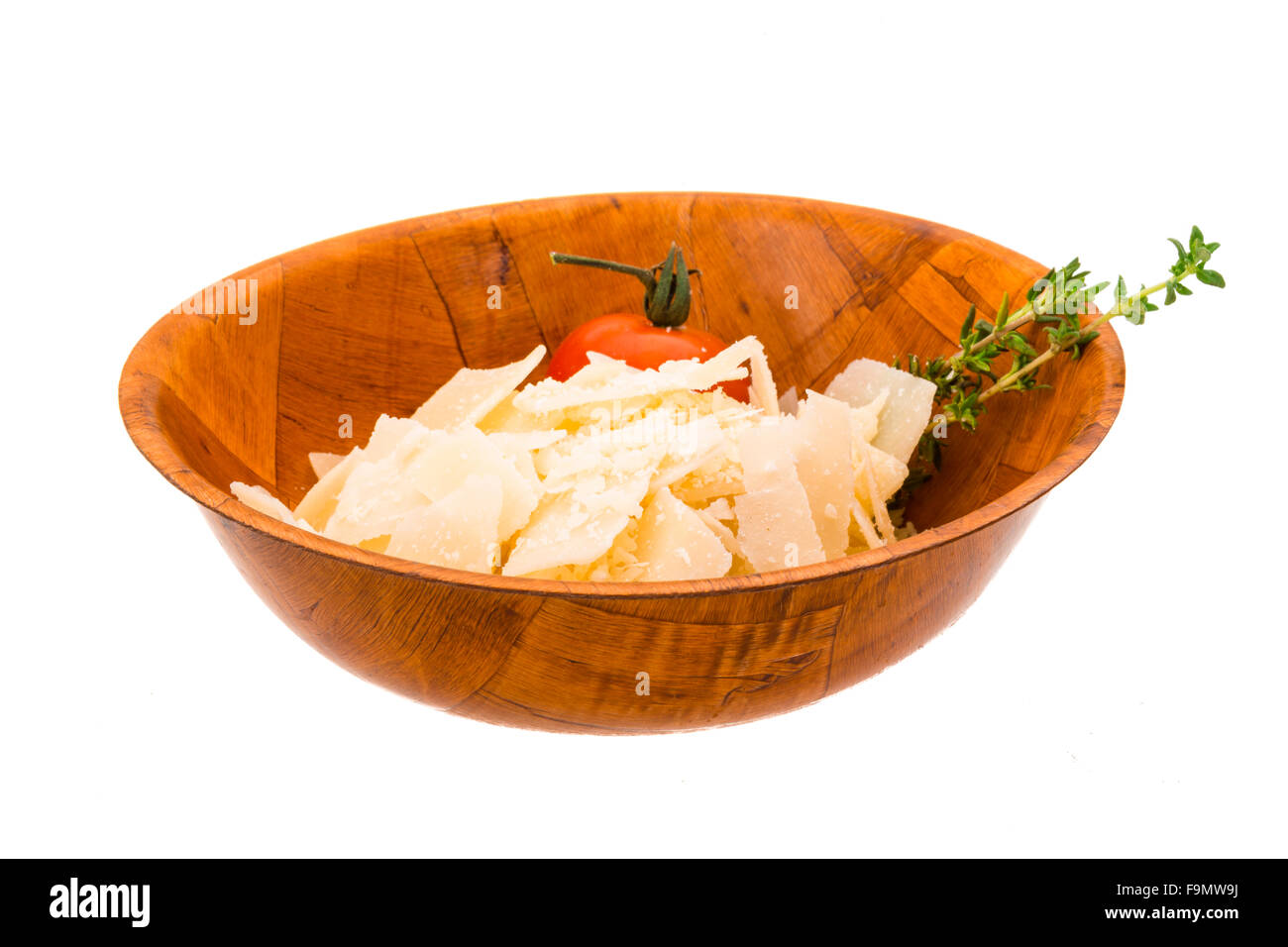Parmesan cheese isolated white with thyme Stock Photo Alamy