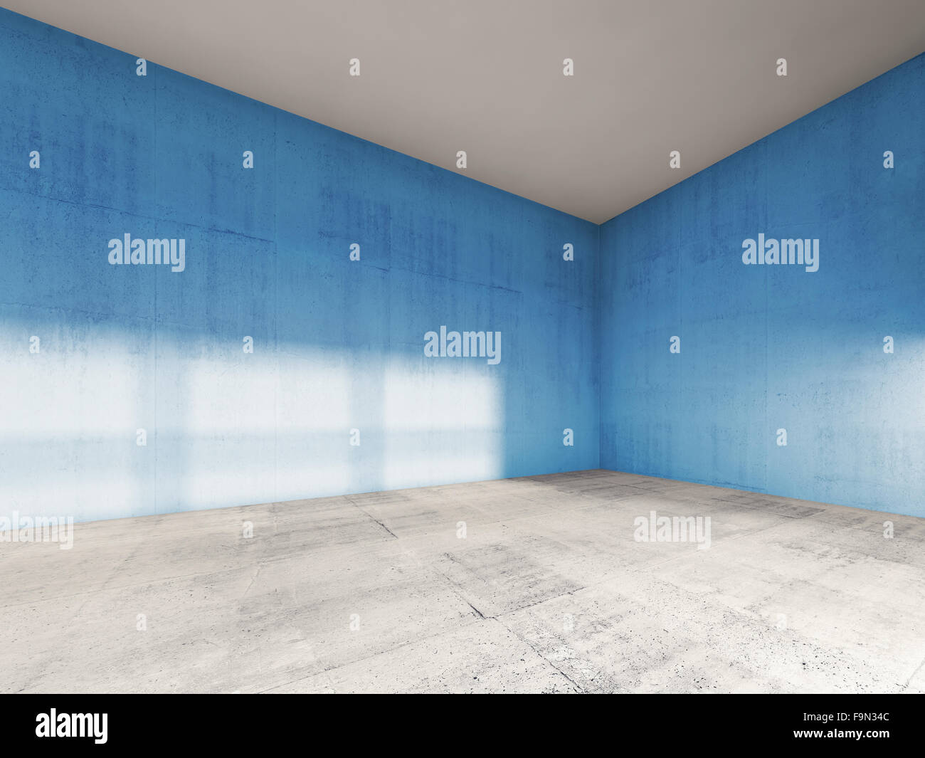 Abstract modern interior, empty room with blue concrete walls. 3d render illustration Stock Photo