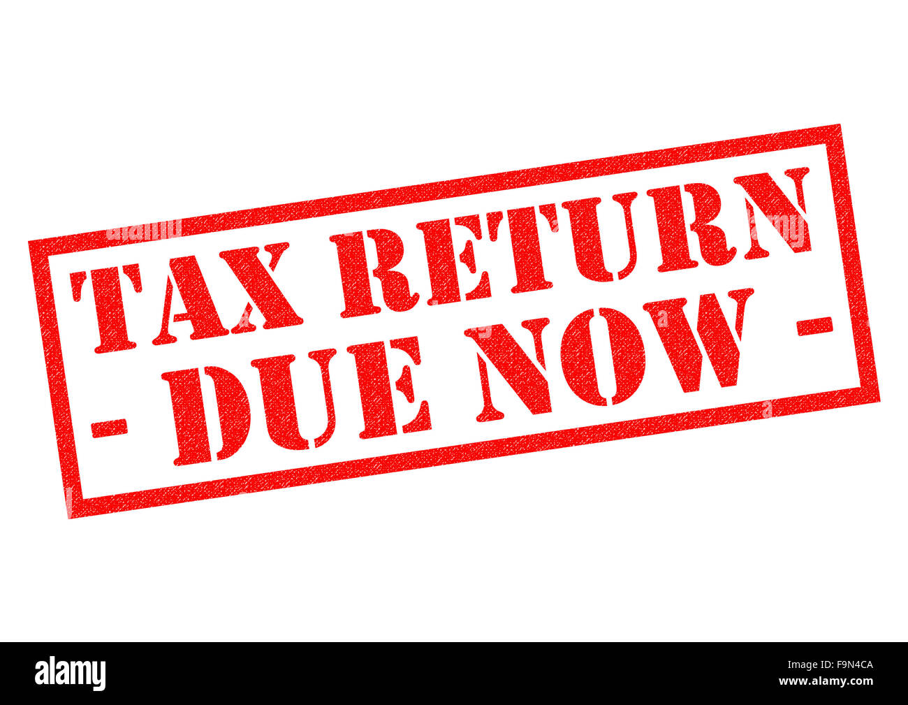 TAX RETURN DUE NOW red Rubber Stamp over a white background Stock Photo