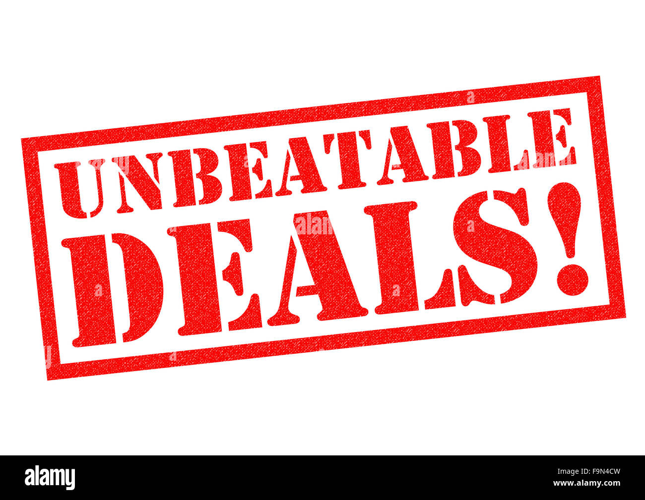 UNBEATABLE DEALS! red Rubber Stamp over a white background. Stock Photo