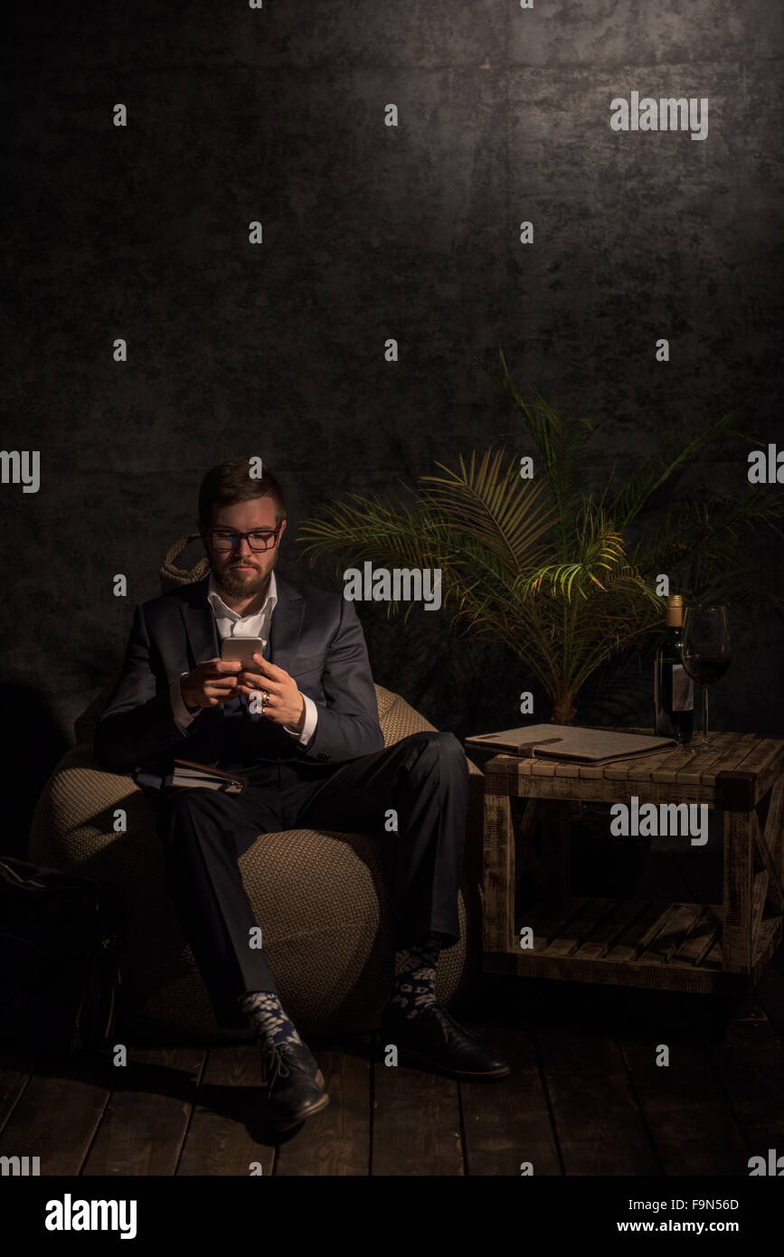 Pensive man sitting on bean hi-res stock photography and images - Alamy