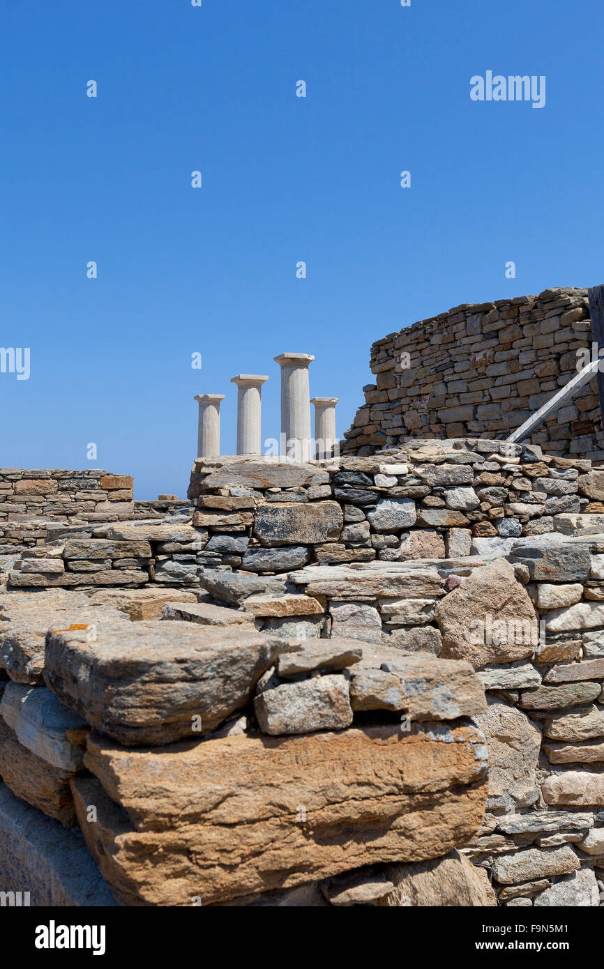 Archaeological site on the island of Delos, near Mykonos Stock Photo