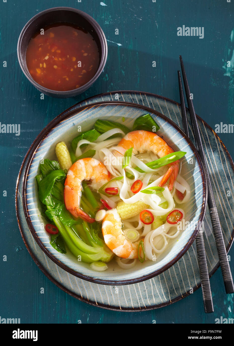 Rice noodle and shrimp soup Stock Photo Alamy