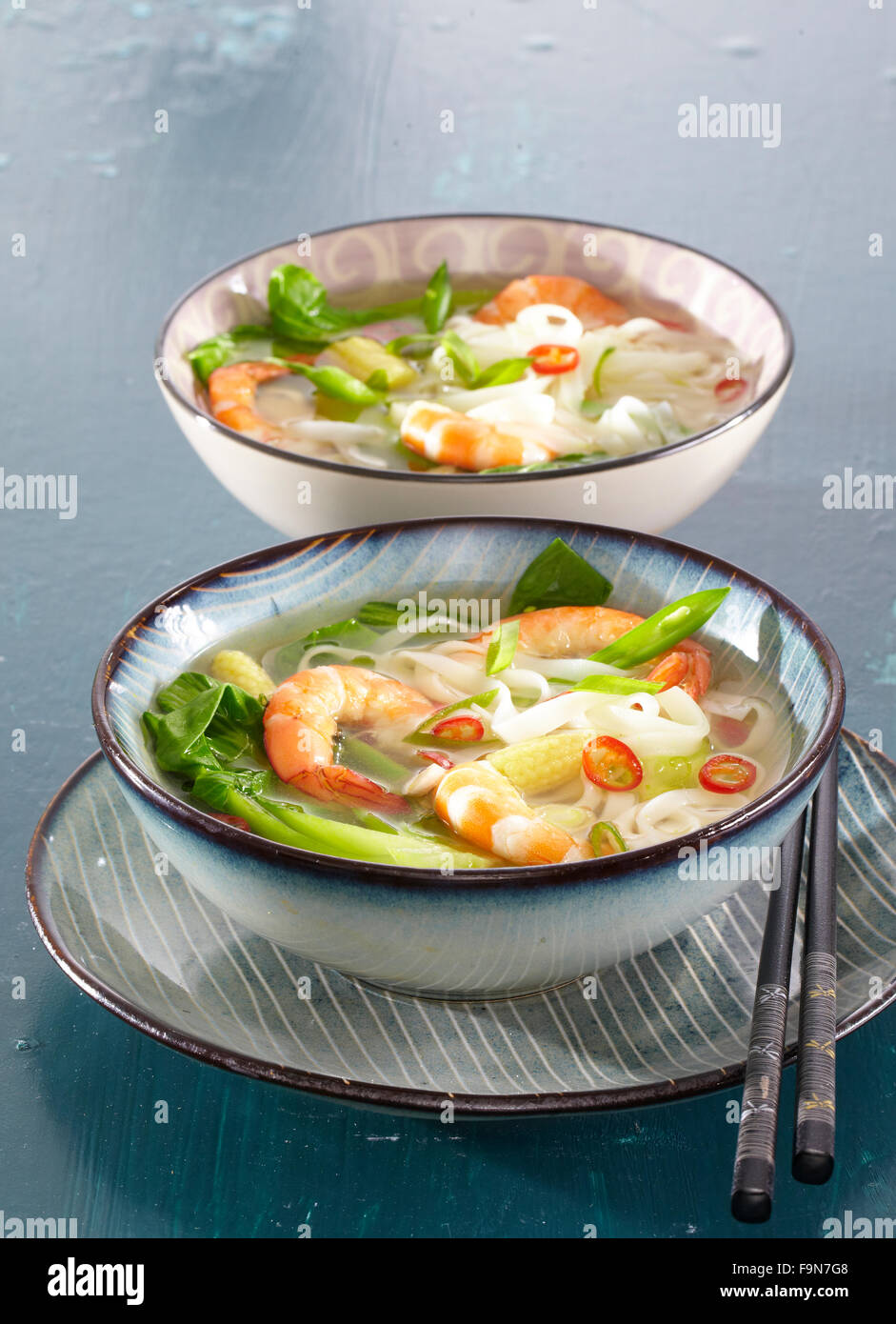 Rice noodle and shrimp soup Stock Photo Alamy
