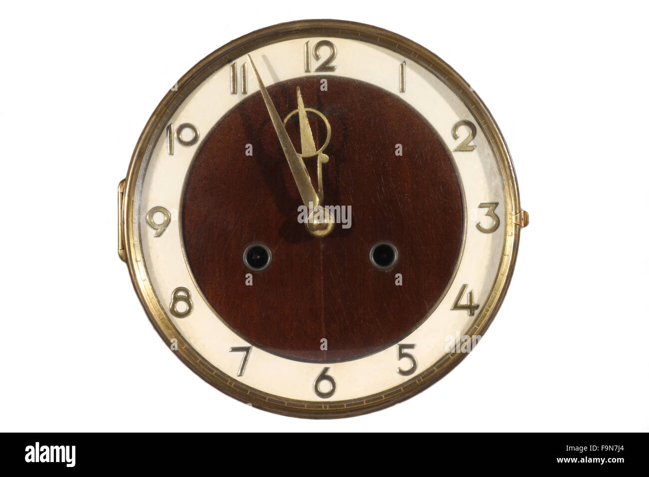 Old antique wall clock isolated on white, closeup Stock Photo - Alamy