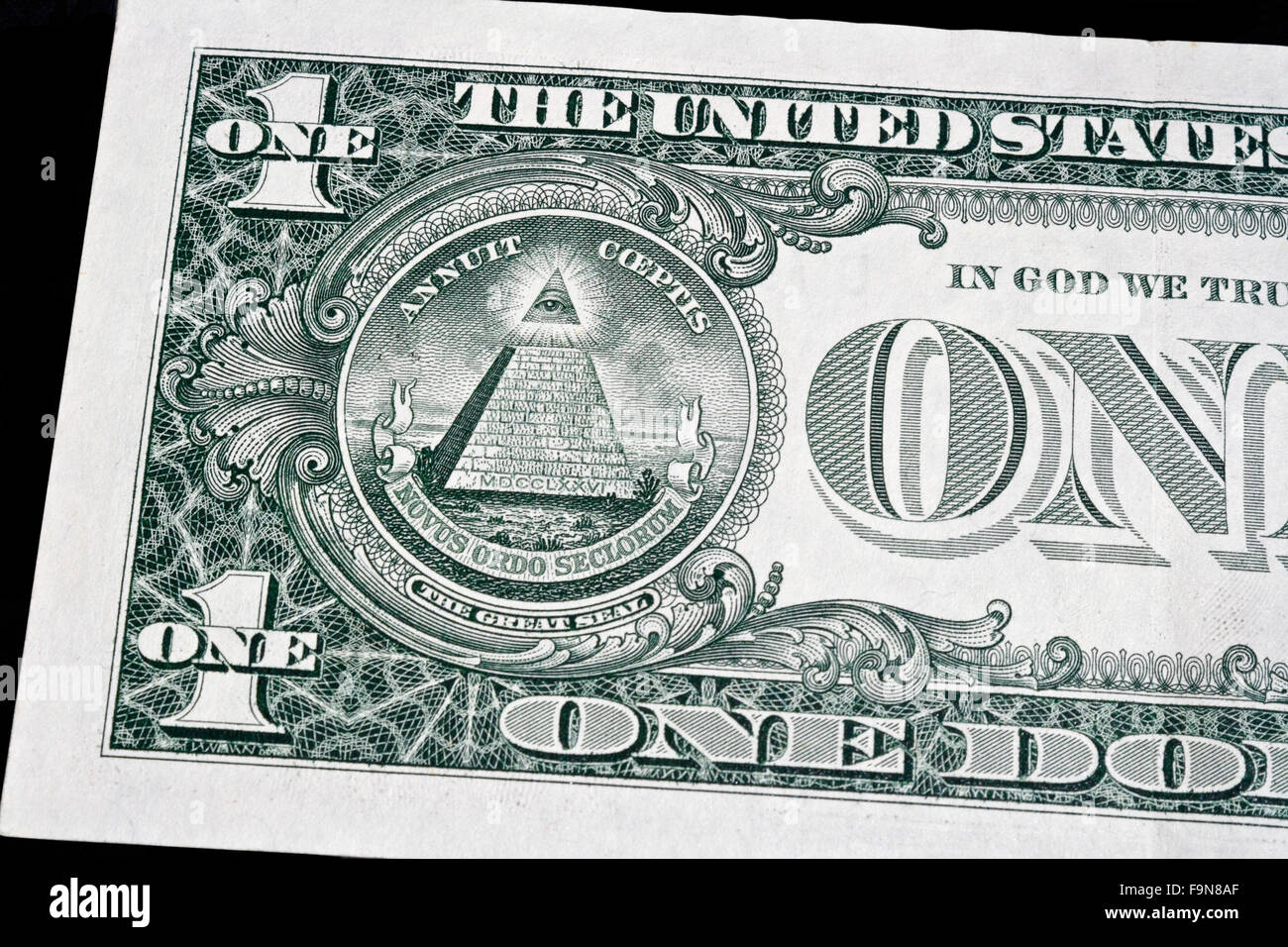 Close up of US 1 Dollar bill Stock Photo