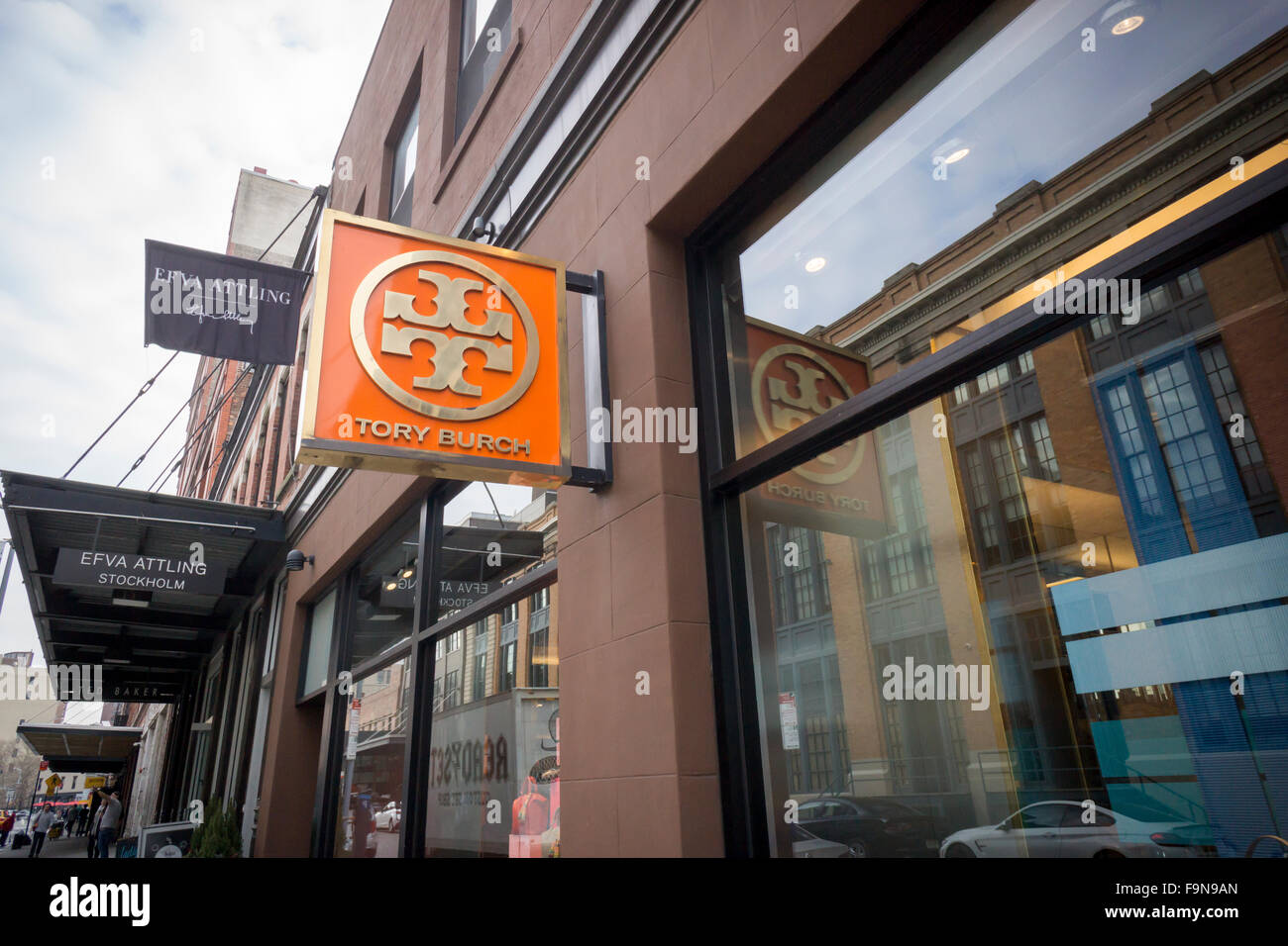 A Tory Burch store in New York on Saturday, December 12, 2015. The women's  handbag and apparel maker has laid off 100 employees in both it  headquarters and some stores reducing salary