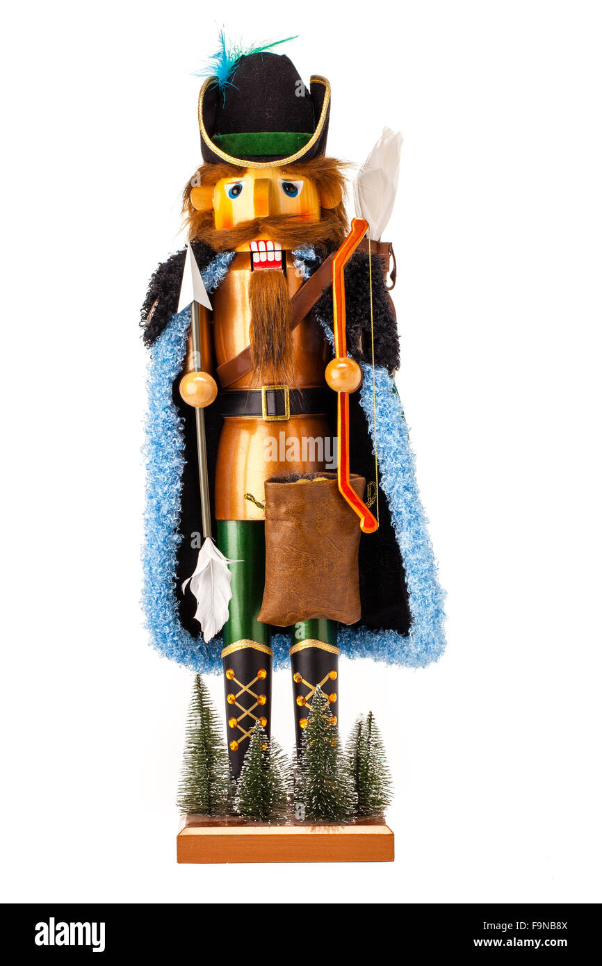 Traditional Figurine Christmas Nutcracker isolated on white Stock Photo