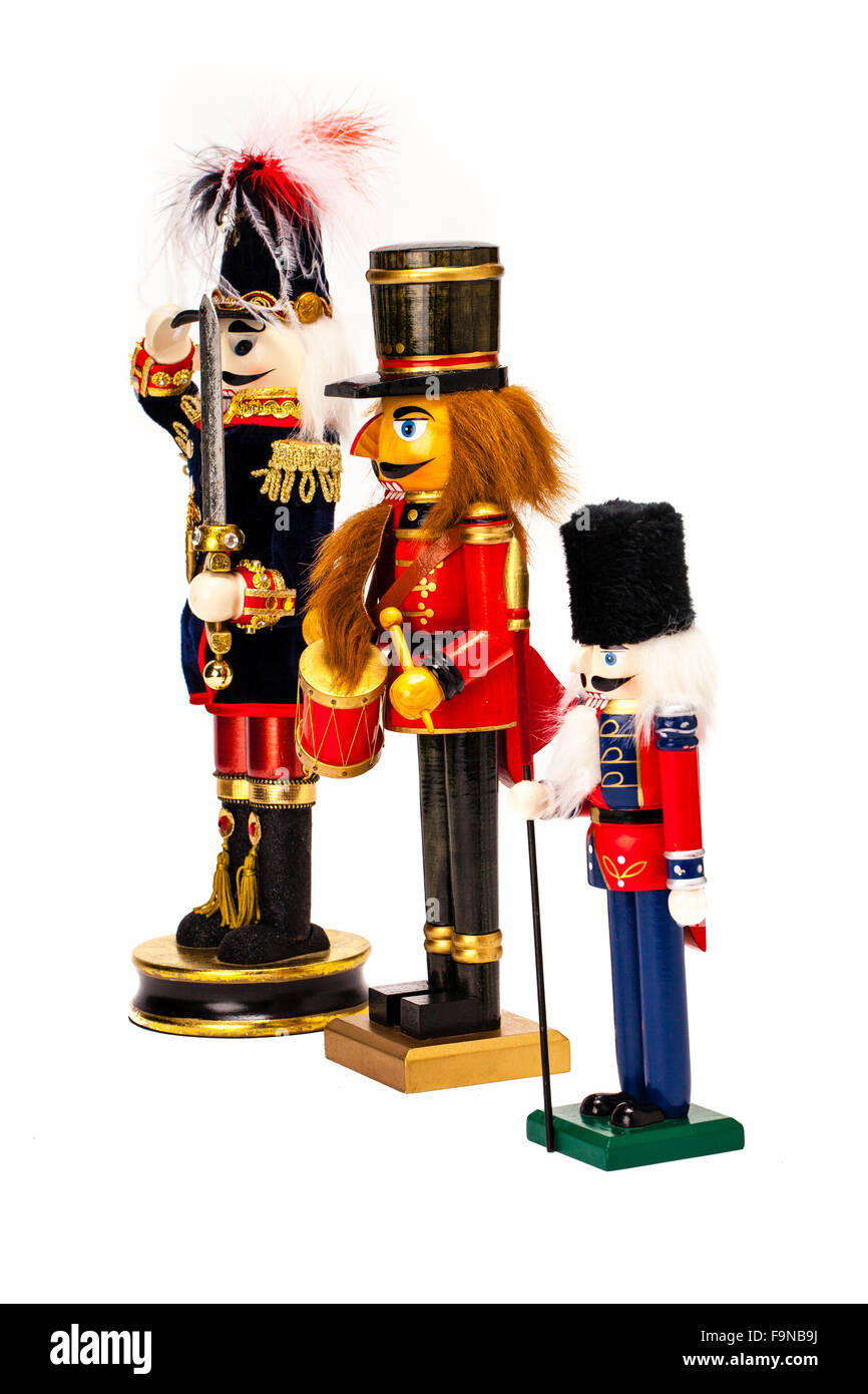 Traditional Figurine Christmas Nutcracker isolated on white Stock Photo