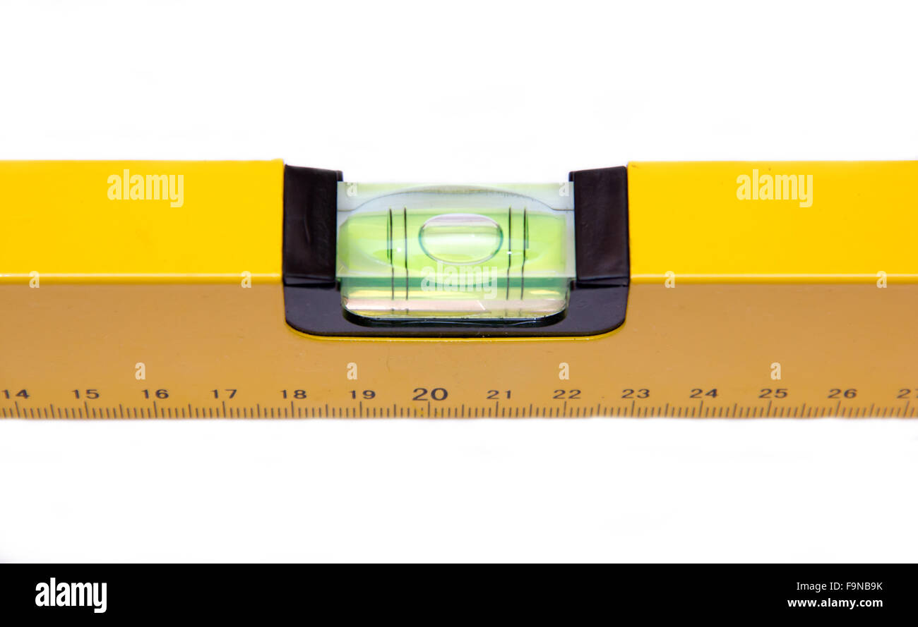 Carpenter's level on a white background top view Stock Photo Alamy
