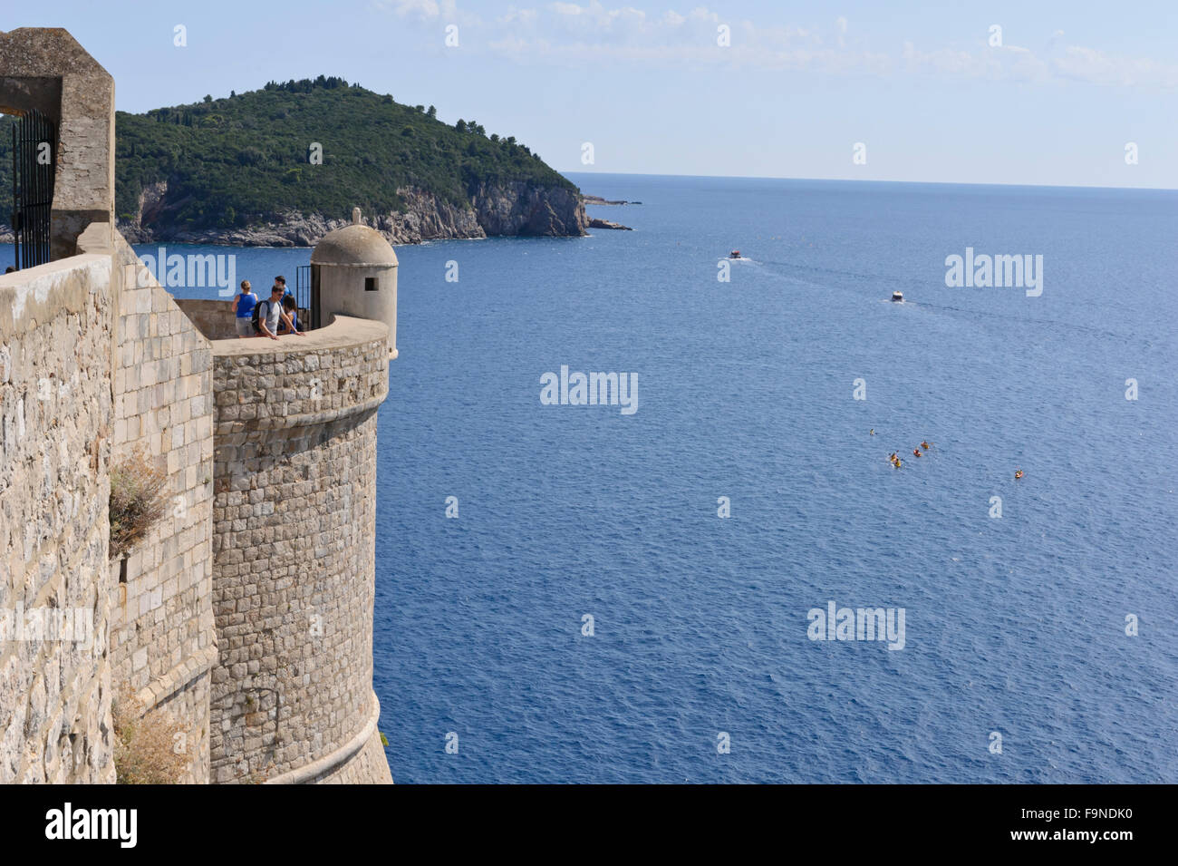 A panoramic view form the wall of the fortress in Dubrovnik, Croatia. Stock Photo