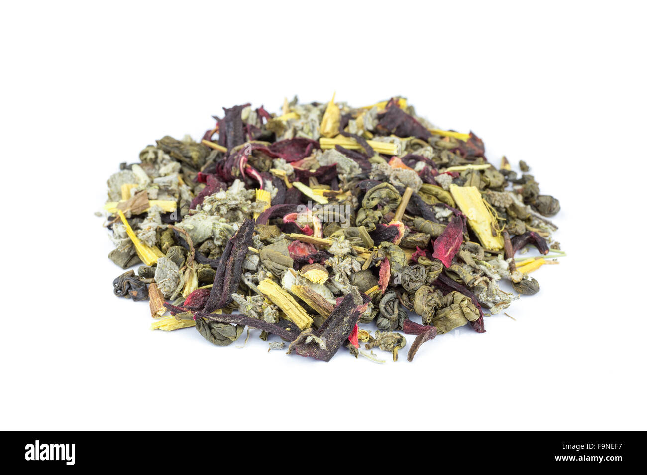 Heap of loose biological Wonder World tea isolated on white background ...