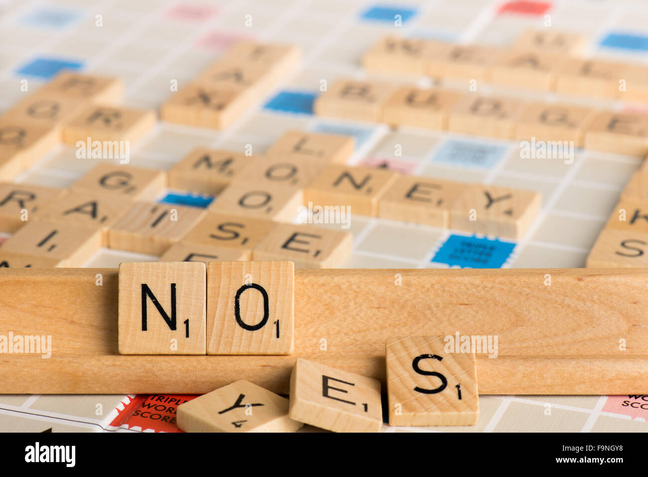 Scrabble - NO YES Stock Photo