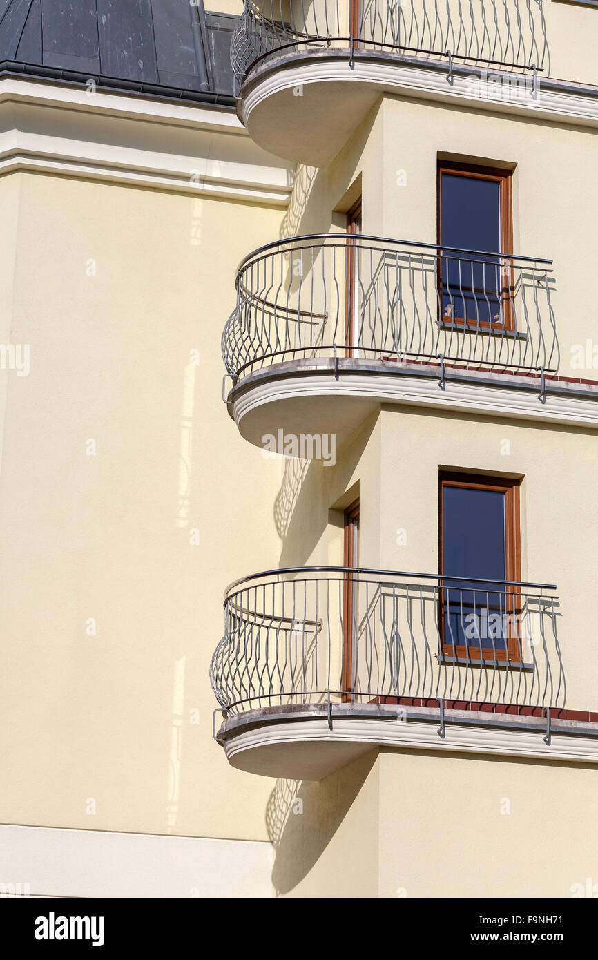 Balconies of a new apartment, real estate business concept. Stock Photo