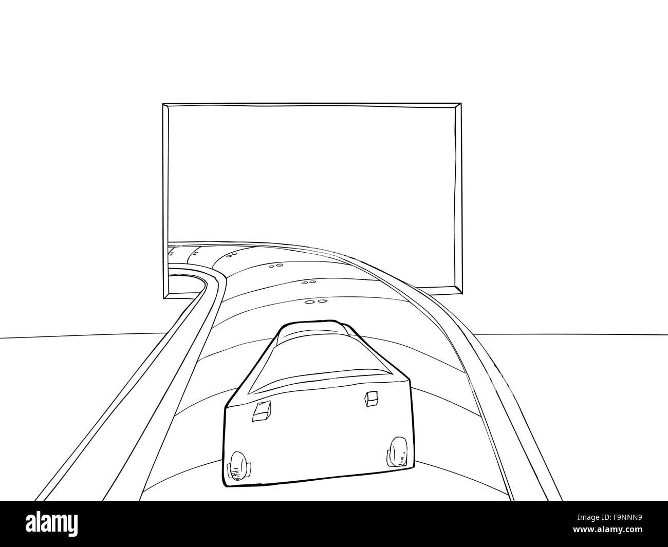 Outlined point of view drawing of luggage entering baggage claim Stock ...