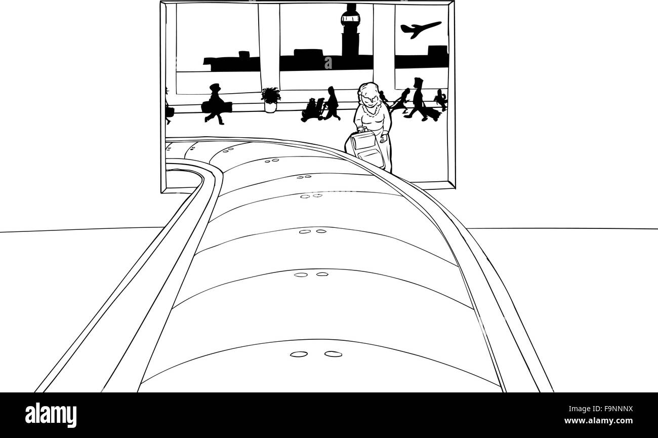 Outline of woman framed by baggage claim portal in airport Stock Vector ...