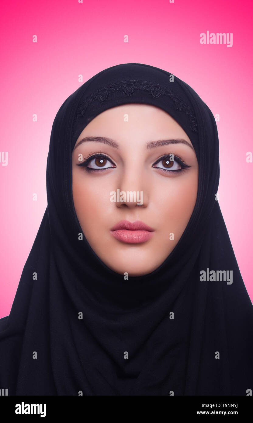 Muslim young woman wearing hijab on white Stock Photo - Alamy