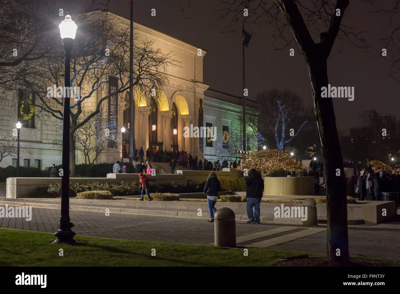 Detroit, Michigan - The Detroit Institute of Arts, decorated for the Christmas holidays. Stock Photo