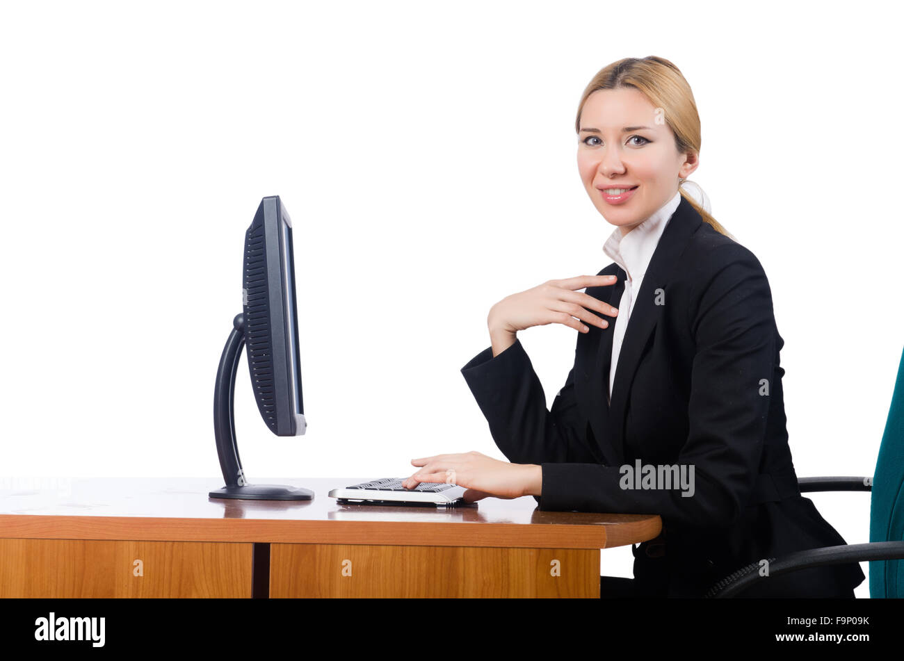 Woman businesswoman working isolated on white Stock Photo - Alamy