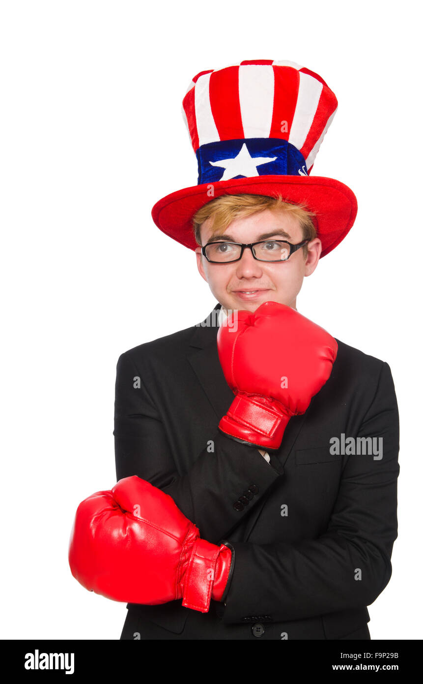 Man wearing hat with american symbols Stock Photo Alamy