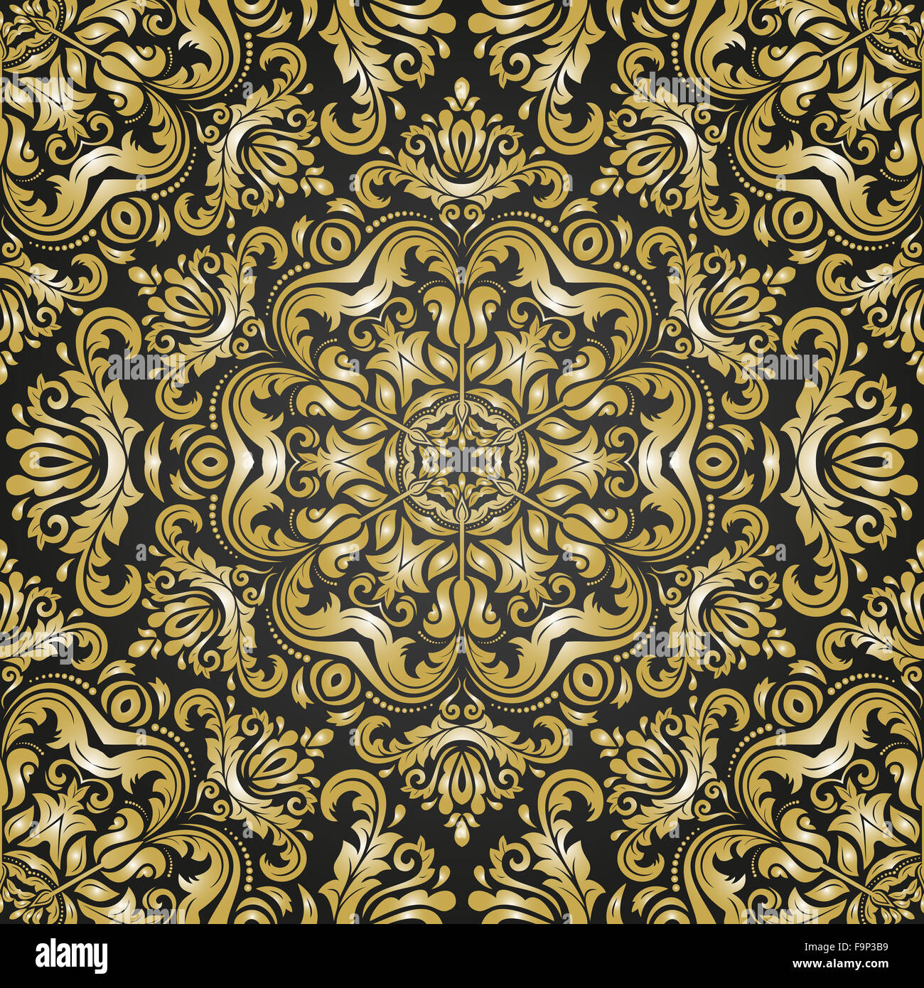 Oriental classic pattern. Seamless abstract black and golden background ...