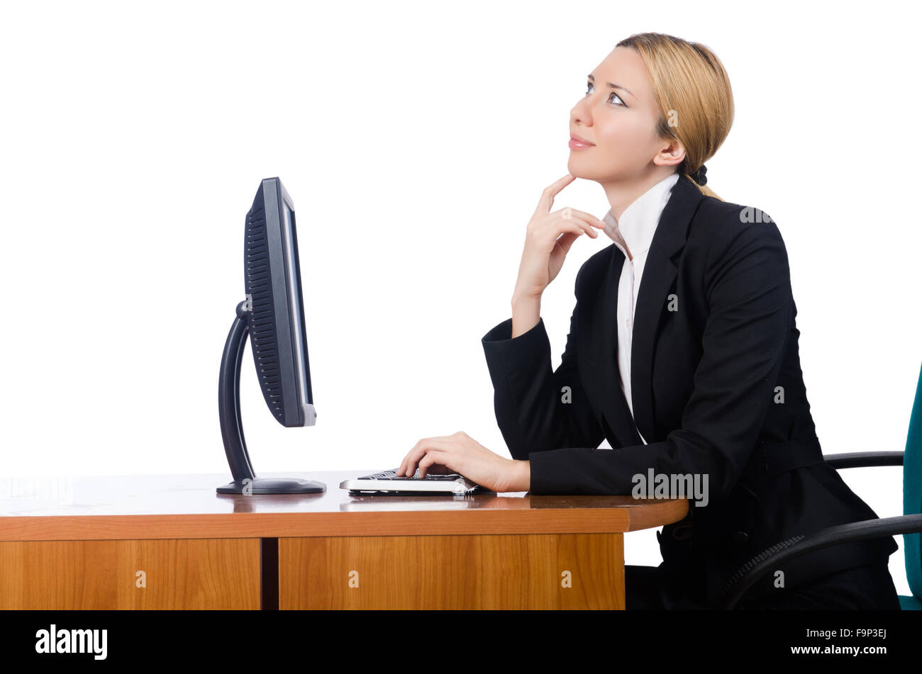Woman businesswoman working isolated on white Stock Photo - Alamy