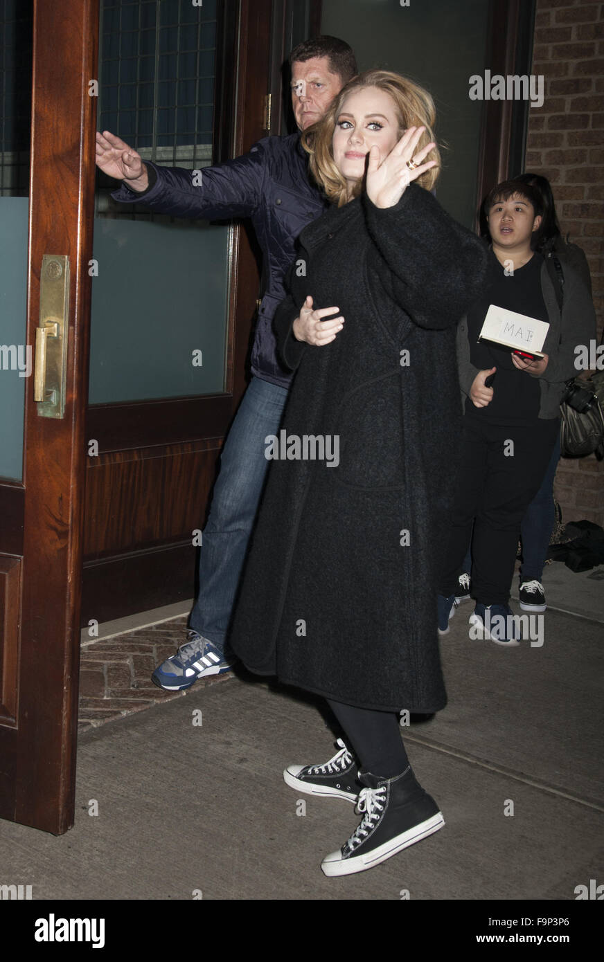 Adele Poses with Fans at NYC Hotel Featuring: Adele Adkins Where: New