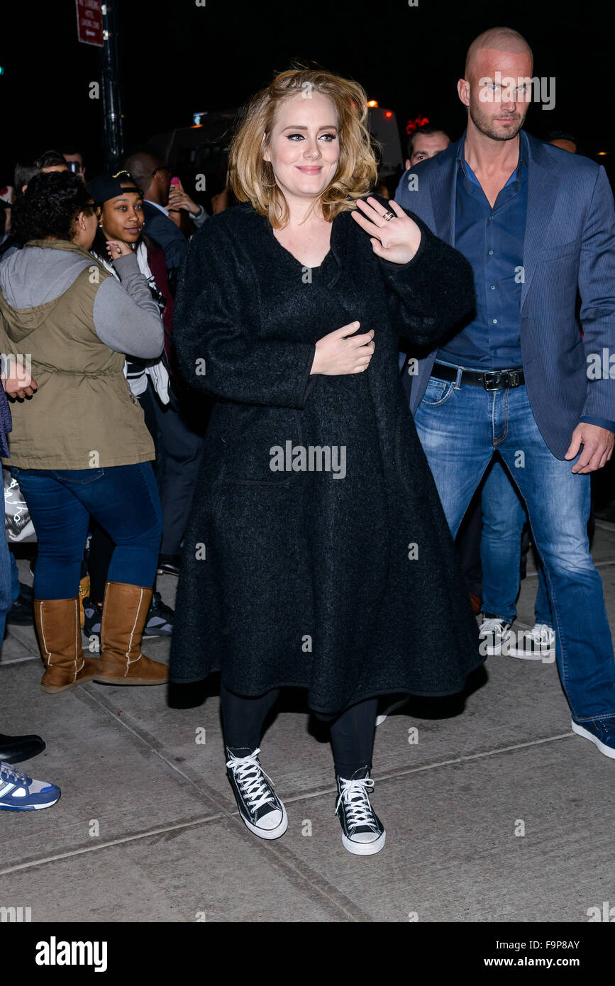 Adele was seen outside of her hotel in New York Featuring: Adele Laurie  Blue Adkins Where: New York, New York, United States When: 16 Nov 2015  Stock Photo - Alamy