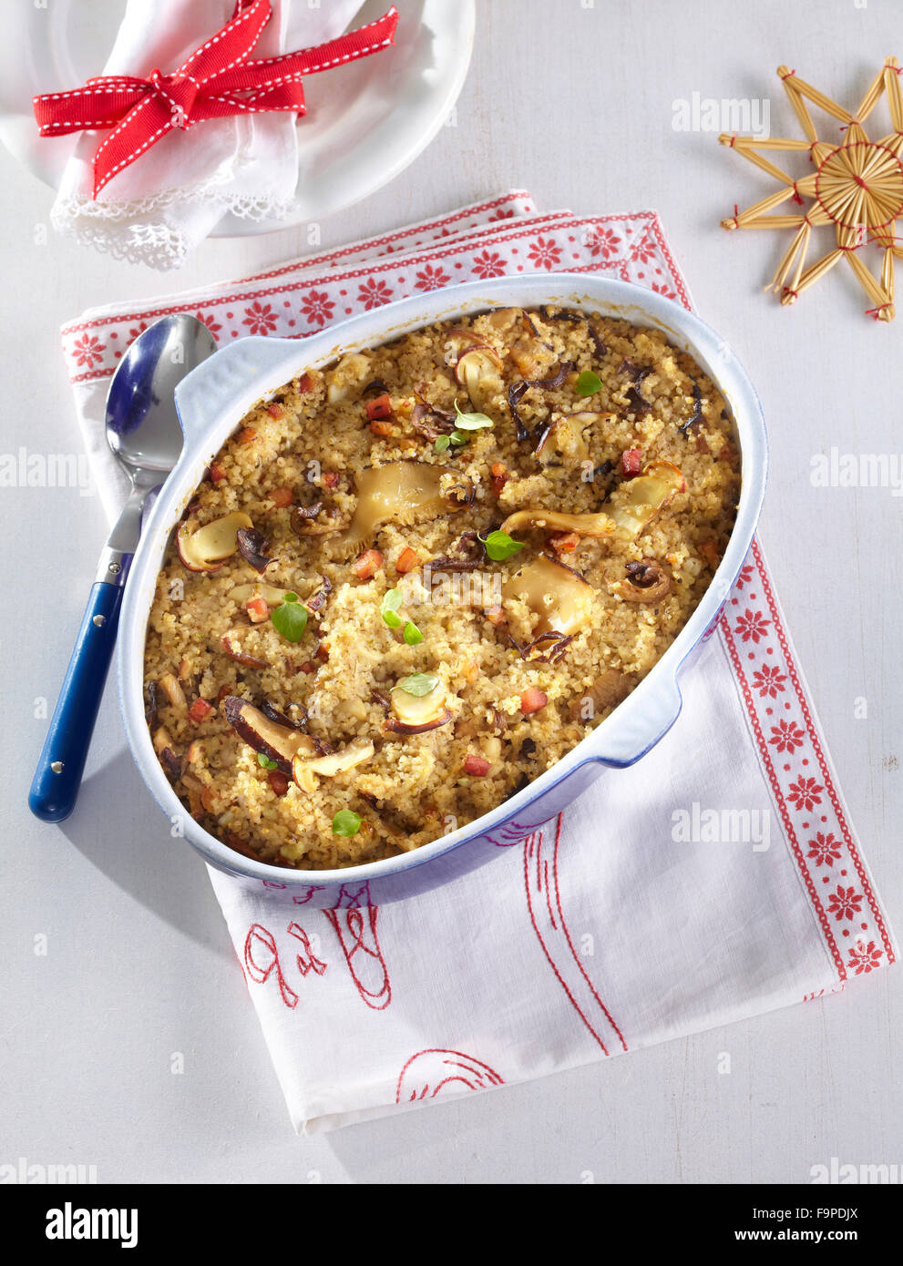 Barley and mushroom bake Stock Photo - Alamy