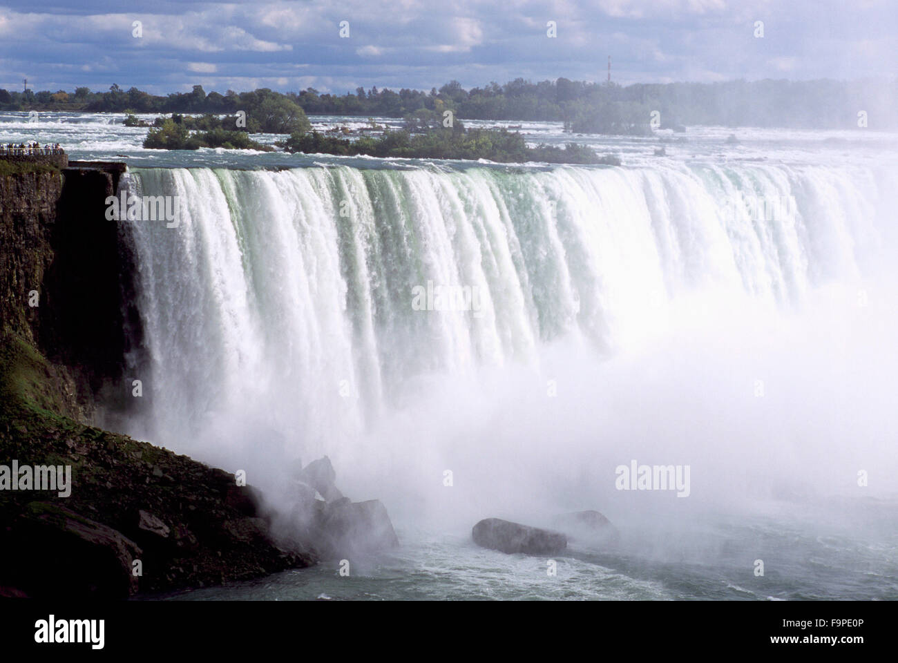 Niagara Falls (Canadian Horseshoe Falls) and Niagara River, Niagara Falls, Ontario, Canada - Natural Wonder Stock Photo