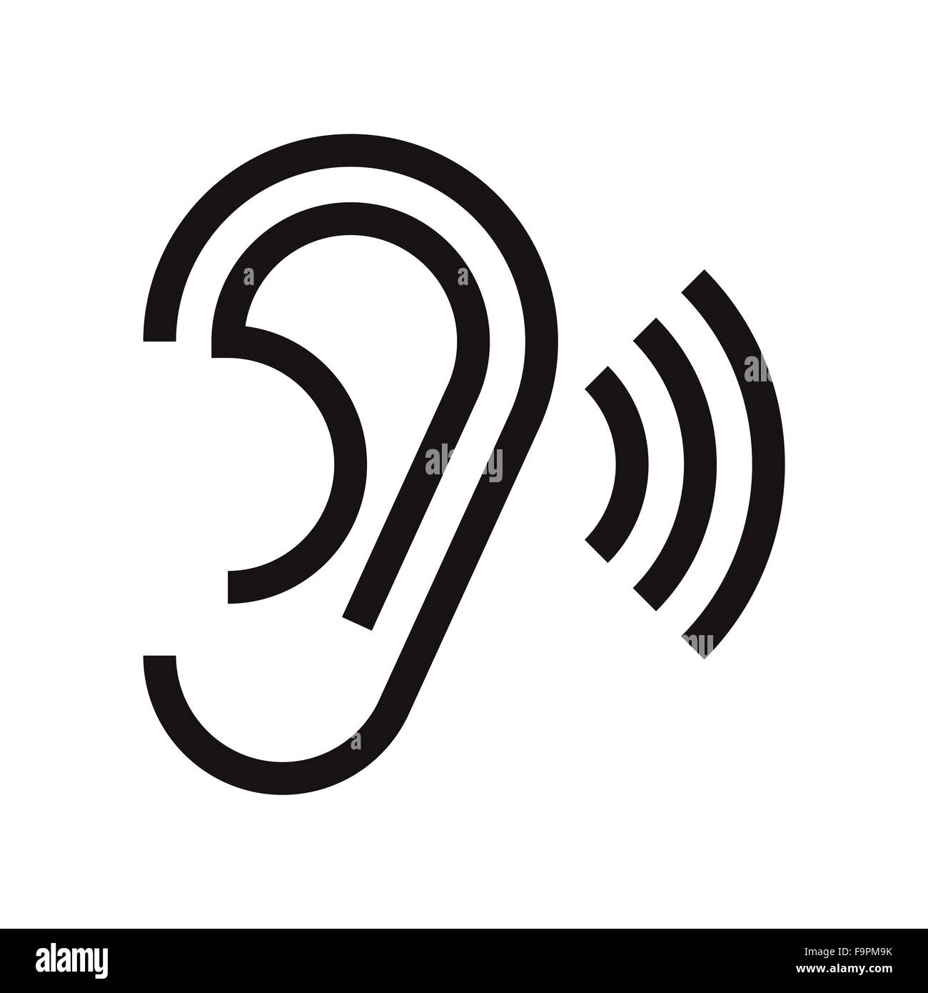 Ear icon. Hearing symbol isolated on white background Stock Photo