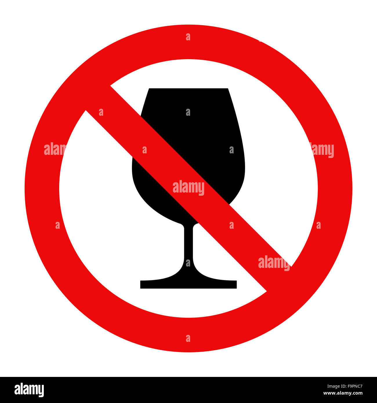 No alcohol sign. Warning sign isolated on white background Stock Photo