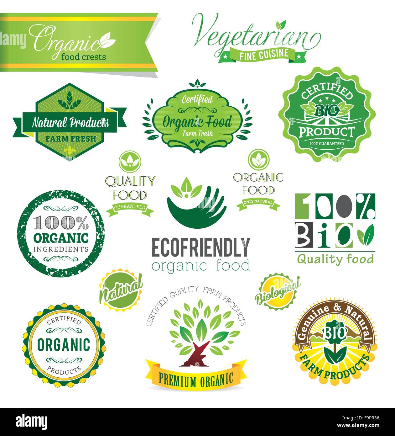 Biological and Natural Farm Fresh vector crests, icons and badges Stock ...
