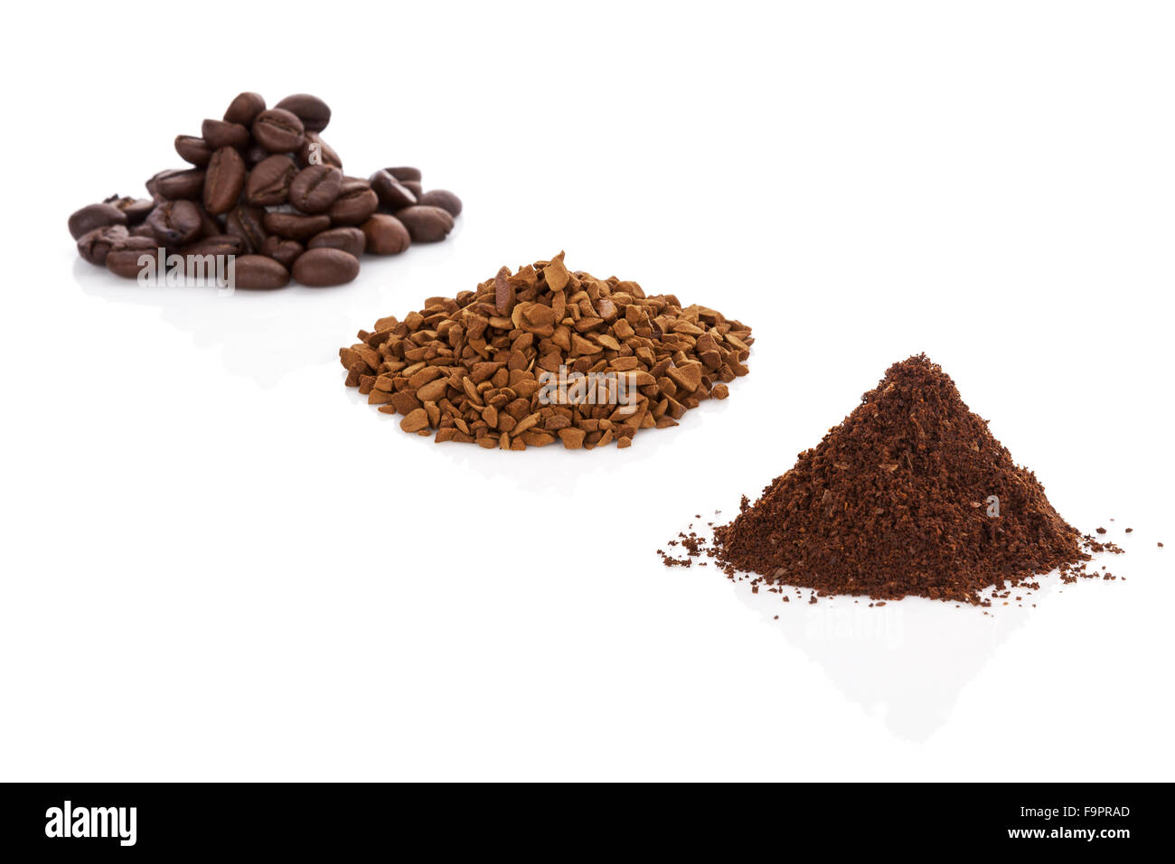 Coffee beans, ground coffee and instant coffee Stock Photo Alamy