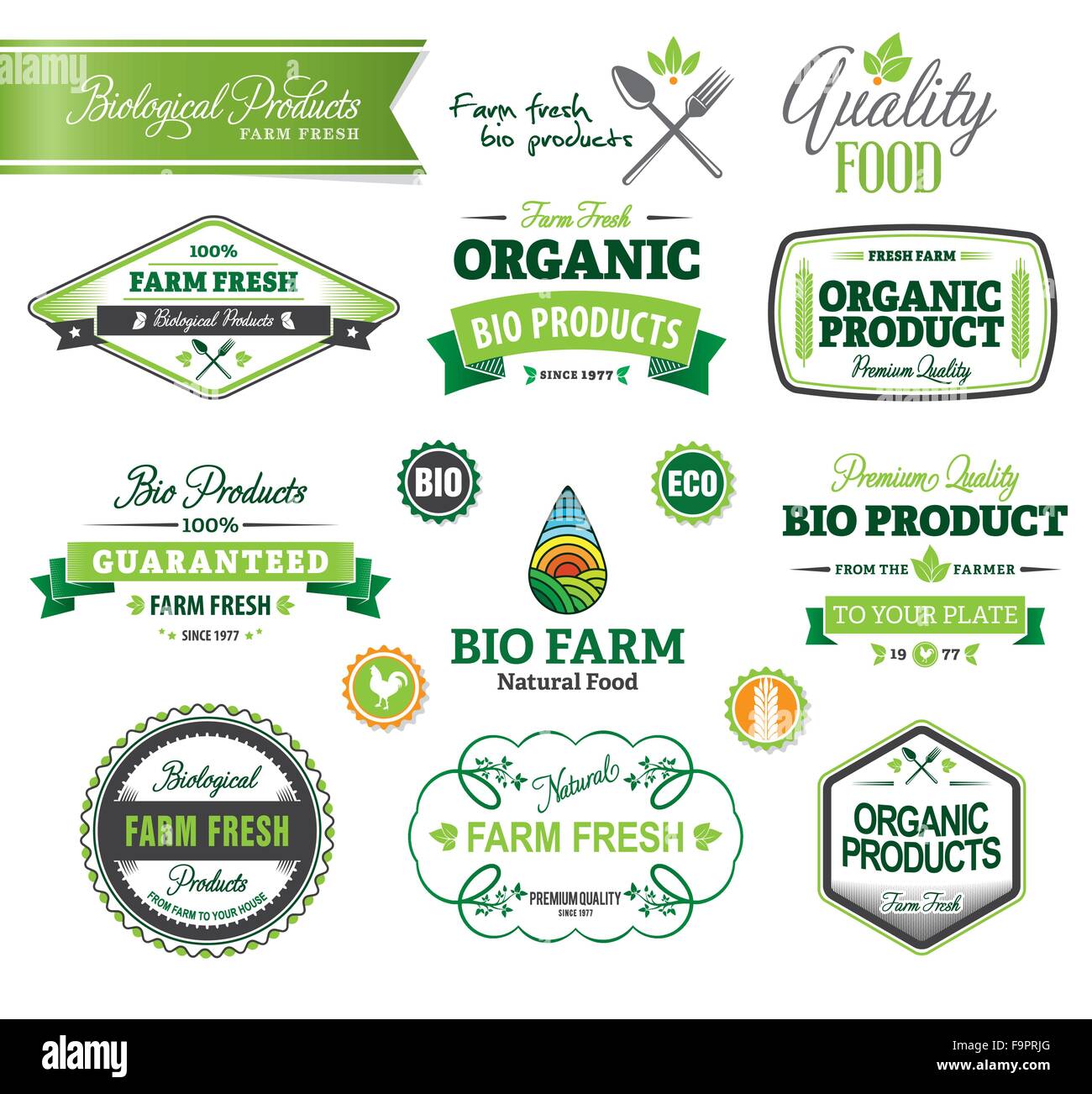Set of vector organic badges and labels Stock Vector