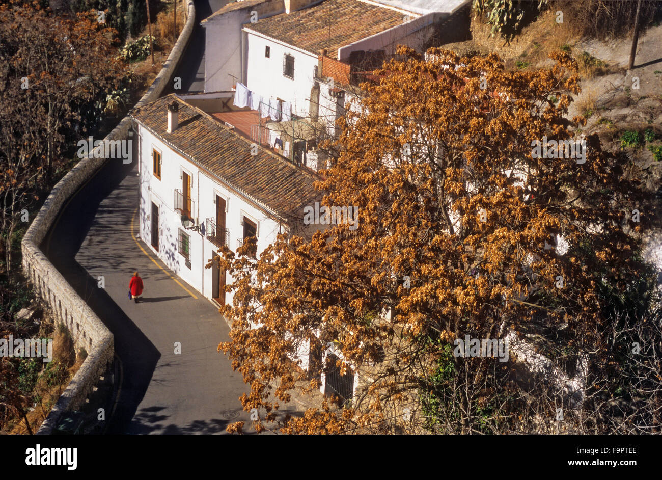 Troglodyte Houses. Cave houses at Sacromonte troglodyte quarter (Gipsy quarter), Granada, Andalusia, Spain, Europe. Stock Photo