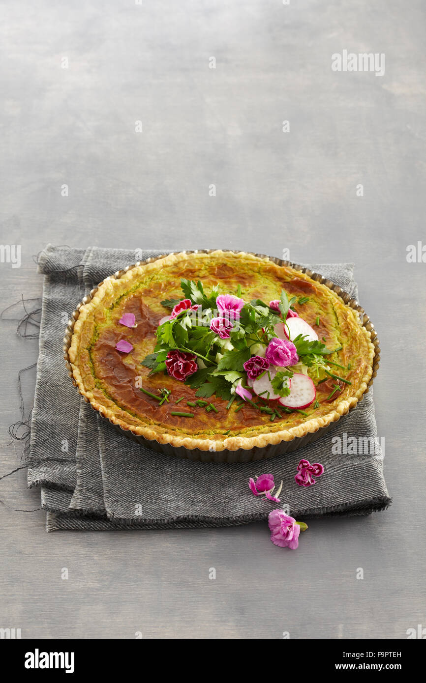 Cheese and Herb Quiche Stock Photo Alamy