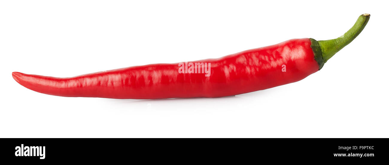 Red chili peppers isolate on white background Stock Photo